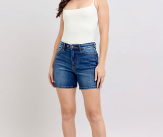Judy Blue 2 Button Mid Length Dad Shorts 15298