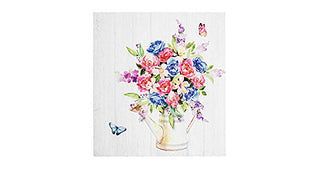 Watering Can w/Flowers Wood Picture