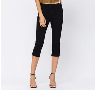 Judy Blue Mid-Rise Black Skinny Capri 88239