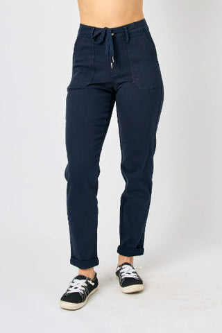 Judy Blue HW Garment Dyed Cuffed Jogger Navy 88813