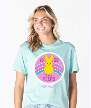 Simply Southern Mineral Wash Short Sleeve Tee Peeps Logo Tide Pool