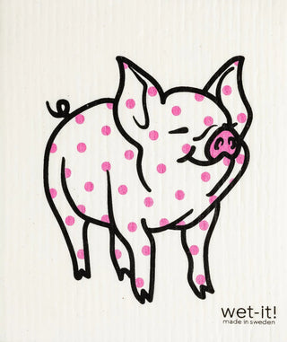 Wet It! Polka Pig Swedish Dishcloth