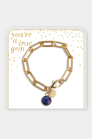 Coco+Carmen You’re a True Gem Paperclip Link Bracelet Navy
