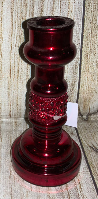 Red Mercury Glass Pillar Candlestick