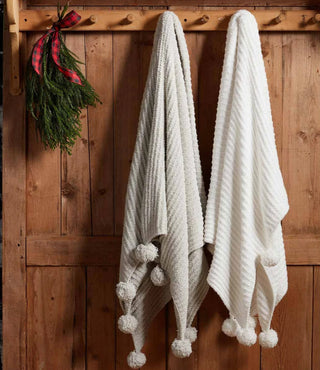 Mudpie Chenille Pom Pom Blanket
