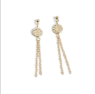 Whispers Dimple Disc Chain Dangle Earrings Gold WN004629