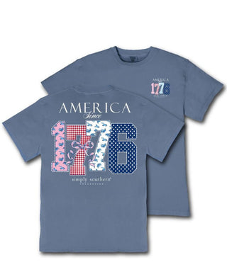 Simply Southern Mineral Wash Short Sleeve Tee America Overcast