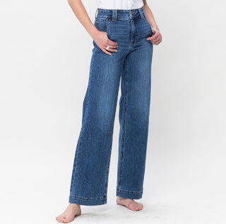 Judy Blue High Waist Double Button Wide Leg 82558