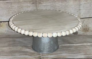 Wood Beaded Trim Pedestal Stand