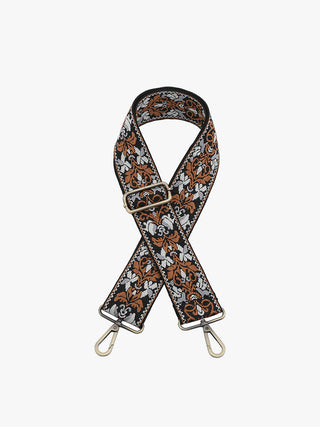Jen & Co Adjustable Guitar Strap Boho Vine Black/Camel/Gray