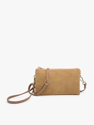 Jen & Co Riley Crossbody Corduroy Wristlet Taupe M013