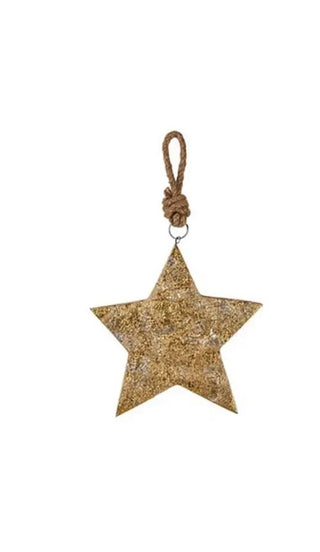 Wooden Ornament Gold Stars