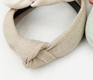 Love and Repeat Solid Knotted Headband Tan