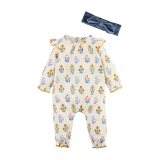 Mudpie Floral Corduroy Baby Body Suit