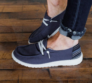 Gypsy Jazz Poppy Suede Slip On Navy