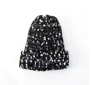 Arianna White Speckled Knit Hat Black