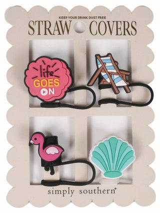 Simply Southern Straw Cover Flamingo