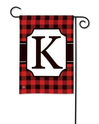 Red & Black Check Monogram Garden Flag