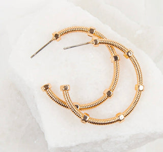 Howard’s Medium Textured C Hoop Earrings Gold