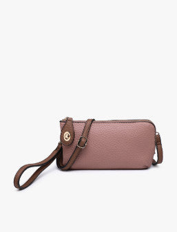 Jen & Co Kendall Crossbody Wristlet Dusty Rosewood/ Brown M1818