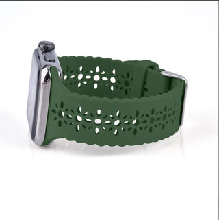 Silicone Apple Watch Band Laser Cut Olive 38/40/41mm