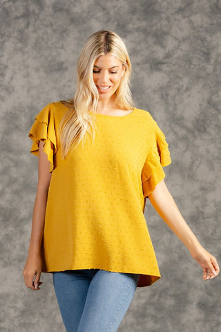 Sew in Love Ruffle Sleeve Top Dijon
