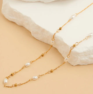 Howard's Narelle Waterproof Pearl and Bead Station Necklace Gold