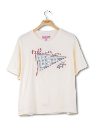 Simply Southern USA Applique Tee Beige