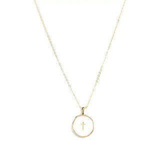 Splendid Iris Tiny Cross Necklace White