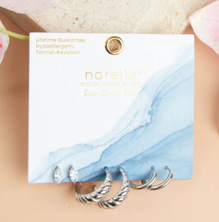 Howard's Narelle Waterproof Half Moon Hoop Trio Earrings Silver