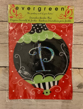 Christmas Bling Monogram Garden Flag