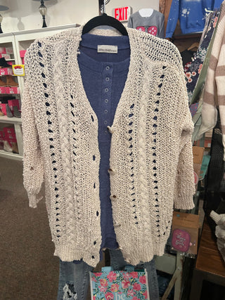 Adora Cable Knit Button Up Cardigan