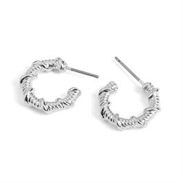 Whispers Silver Rope Hoop Stud Earrings WN004581