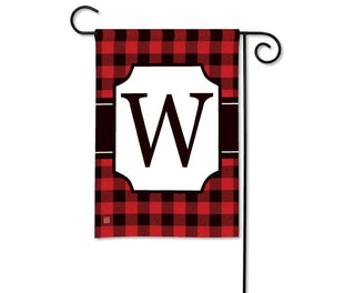 Red & Black Check Monogram Garden Flag