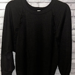 Sew In Love Ruffle Detail Long Sleeve Top Black