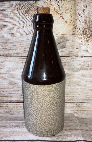 Stoneware Brown Bottle w/Cork