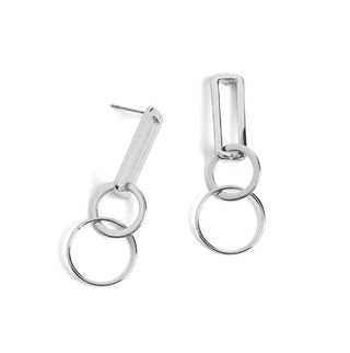 Whispers Linked Hoop Dangle Earrings Sliver WN004725