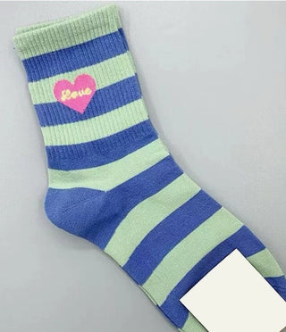 Fluffery Texlina Women's Socks Blue/Green Stripe