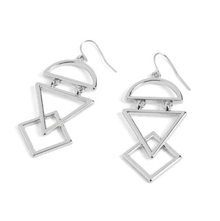 Whispers Layered Geometric Earrings Silver