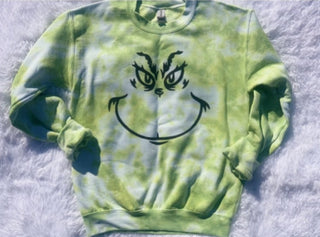 Southern Backroad Tees Tie Dyed Grinch Face Crewneck