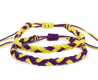 My Fun Colors Team Color Braided Bracelet Purple & Yellow Set of 2