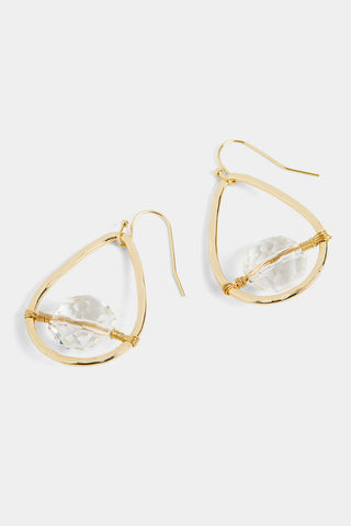 Whispers Floating Bead Teardrop Wire Wrap Earrings WN004786
