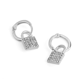 Whispers Silver Hoop Stone Lock Earrings WN004550
