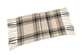 Black & Natural Plaid Woven Table Runner
