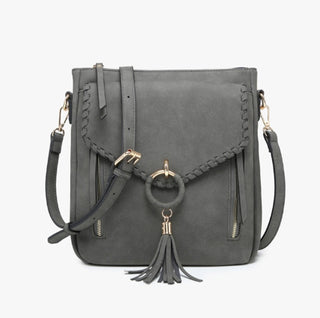 Jen & Co Layla Whipstitch Crossbody Charcoal M2347