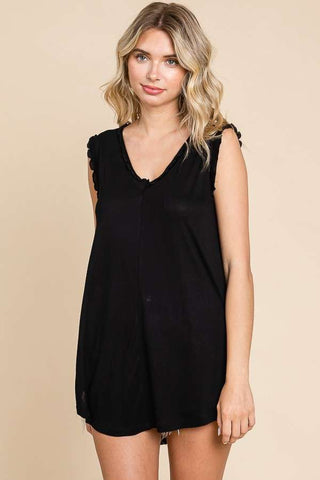 Culture Code Deep V Neck Semi Flare Tank Top Black