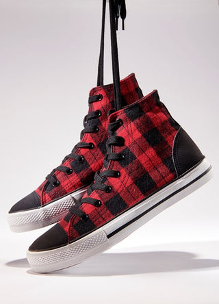 Red/Black Plaid High Top Runners