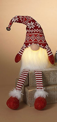 Lighted Musical Plush Holiday Gnome Red