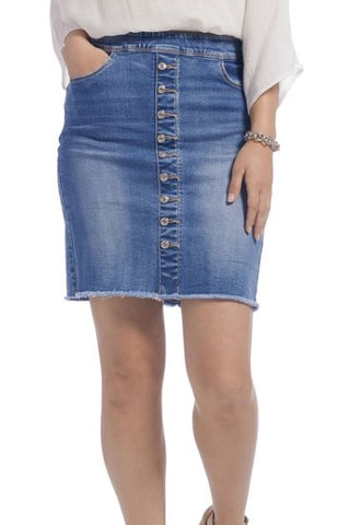 Coco & Carmen OMG Faux Button Front Fringe Skirt