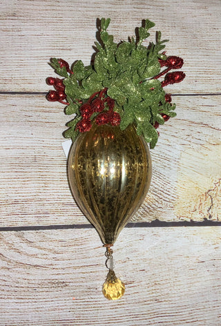 Kissing Krystal Hurricane Glass Ornament Oblong Style 1
